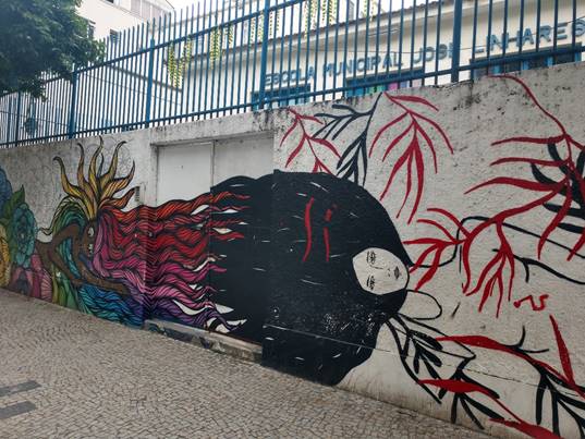 Graffiti on a wall

Description automatically generated